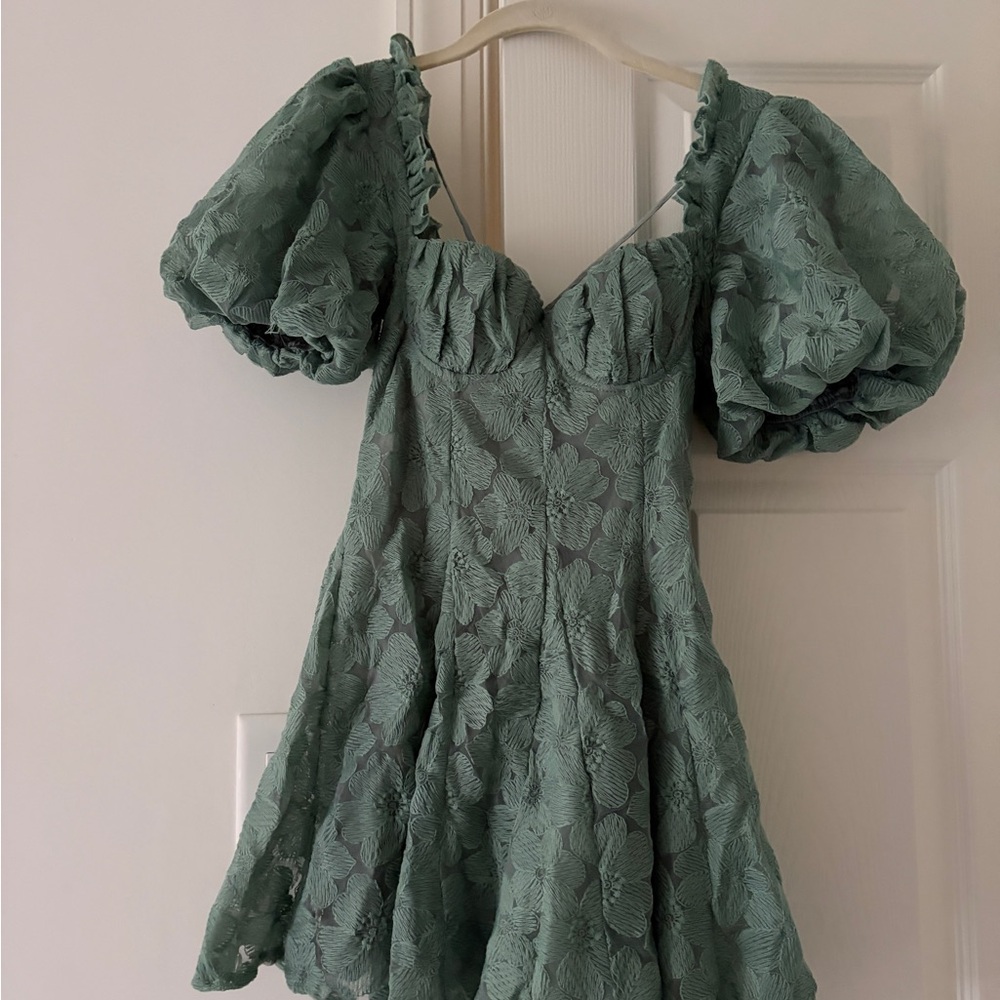 Hello Molly Textured Green Mini Dress